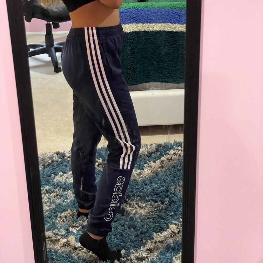 Dark blue Adidas track pants